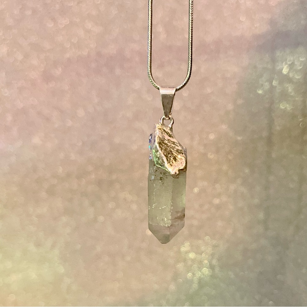 Clear Quartz Crystal Point Necklace
